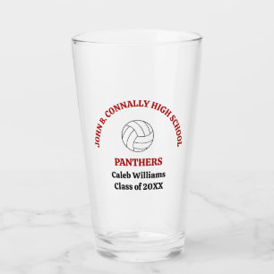 Red Volleyball Player Personalised Team Glass