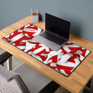 red volleyballs pattern with net accent desk mat
