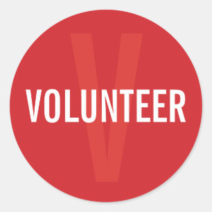 Red Volunteer Badge Classic Round Sticker