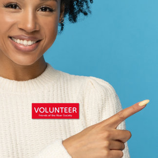 Red Volunteer Badge Name Tag