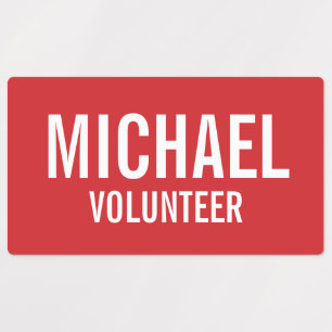 Red Volunteer Badge with Custom Name
