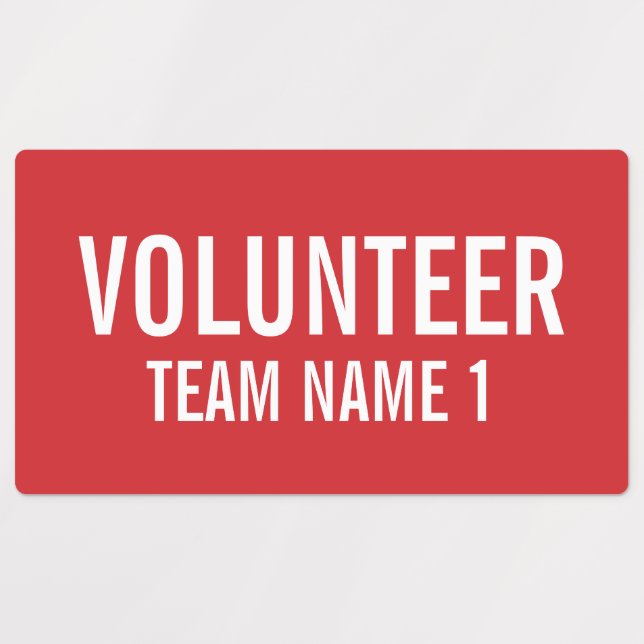 Red Volunteer Badge with Custom Team Name (Design 1)