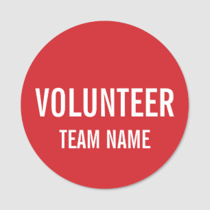 Red Volunteer Badge with Custom Team Name