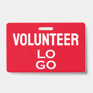 Red Volunteer with Custom Logo ID Badge