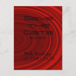 Red Vortex 50th Birthday Save the date 2 Announcement Postcard