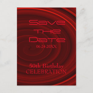 Red Vortex 50th Birthday Save the Date Announcement Postcard