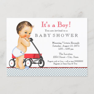 Red Wagon Baby Shower Invitation