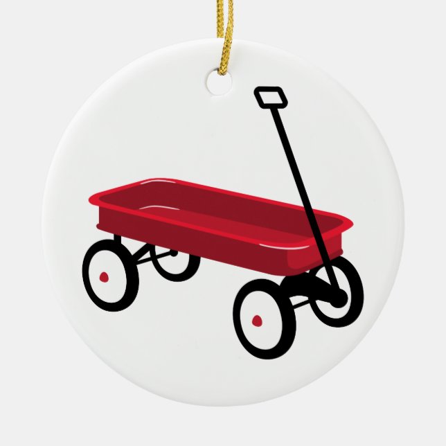 Red Wagon Ceramic Tree Decoration (Front)