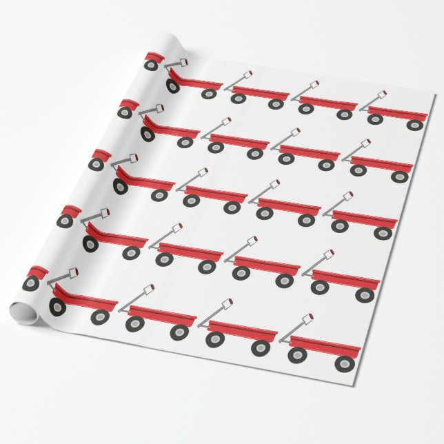 Red Wagon Wrapping Paper (Unrolled)