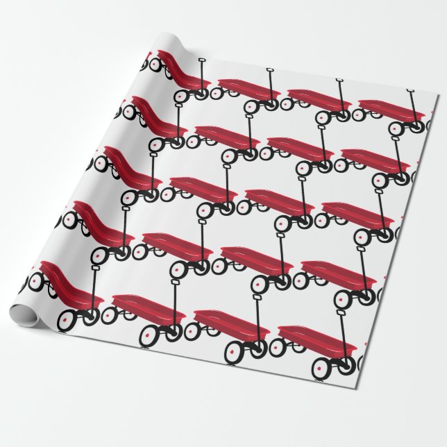 Red Wagon Wrapping Paper (Unrolled)