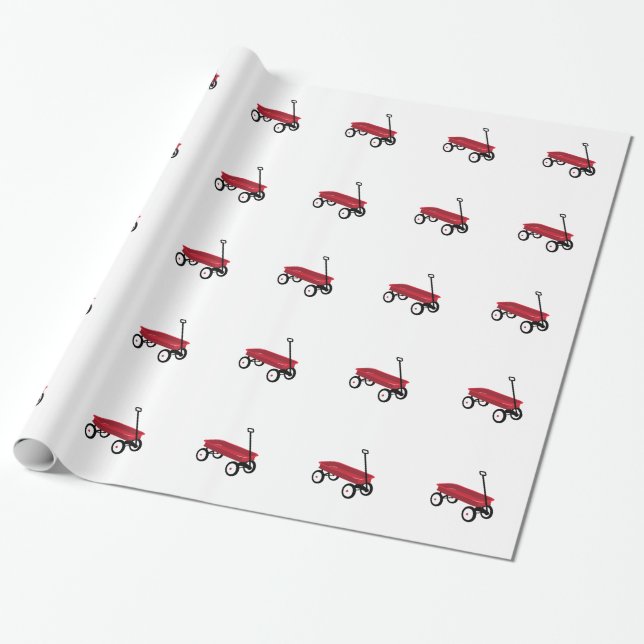 Red Wagon Wrapping Paper (Unrolled)