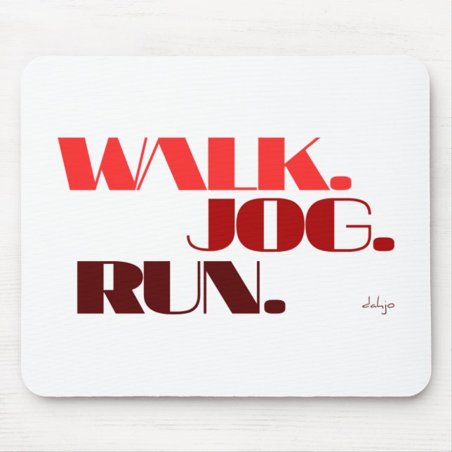 RED WALK JOG RUN (font CHUNKY) Mouse Mat (Front)
