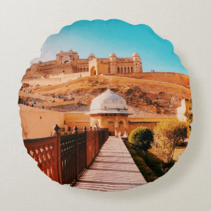 RED WALL FENCE ROUND CUSHION