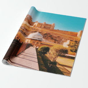 RED WALL FENCE WRAPPING PAPER