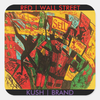 RED WALL STREET KUSH BRAND SQUARE STICKER