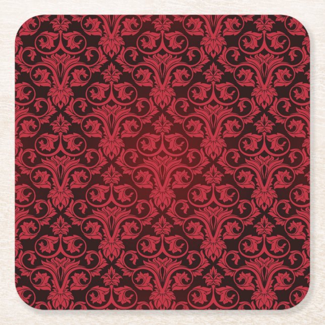 Red wallpaper 2 square paper coaster (Front)