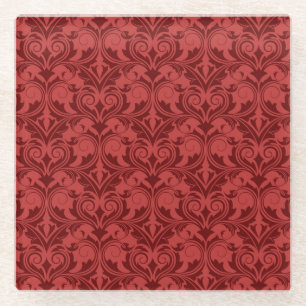 Red Wallpaper Glass Coaster