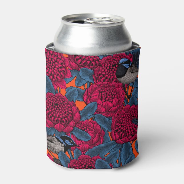 Red waratah and fairy wrens can cooler (Can Front)