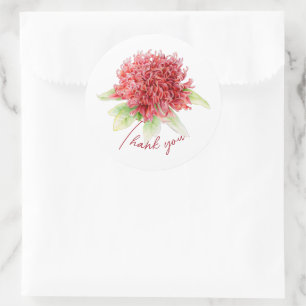 Red waratah botanical thank you wedding sticker