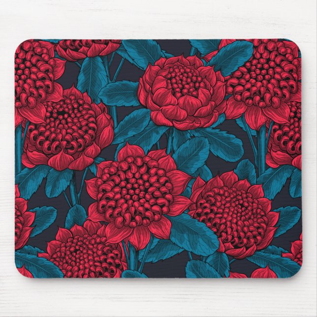 Red waratah flowers mouse mat (Front)