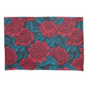 Red waratah flowers pillowcase