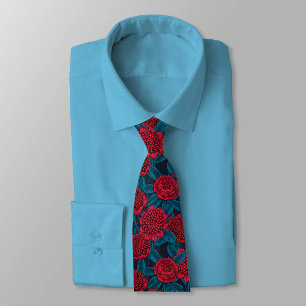 Red waratah flowers tie