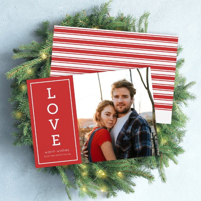 Red Warm Wishes Modern Love Holiday Photo (Creator Uploaded)