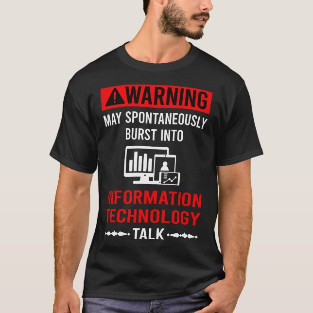 Red Warning Information Technology T-Shirt (Front)