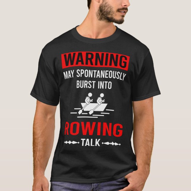 Red Warning Rowing Row Rower T-Shirt (Front)