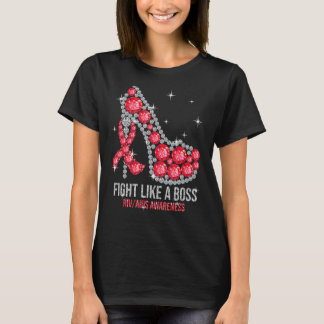 Red Warrior Fight Hivaids Like A Boss T-Shirt