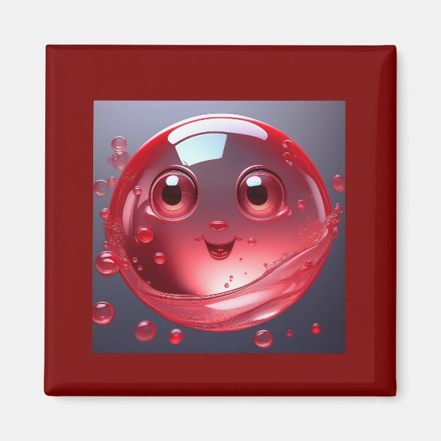 Red Water Bubble Emoji Magnet (Front)