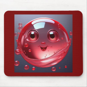 Red Water Bubble Emoji Mouse Mat