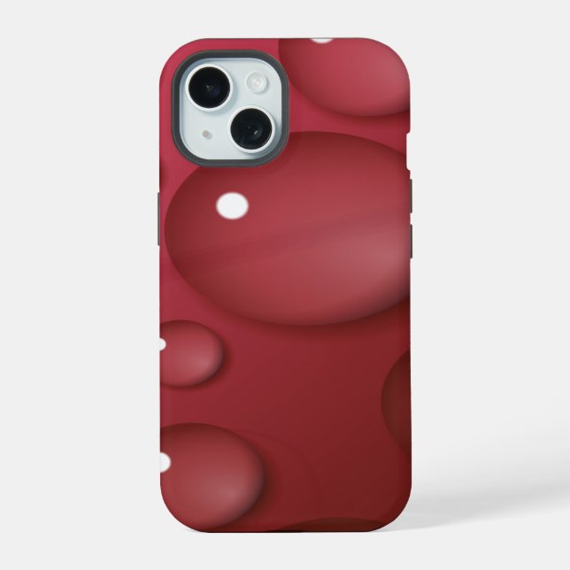 Red Water Drop Pattern iPhone 15 Case (Back)