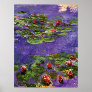 Red Water Lilies Claude Monet Fine Art Poster