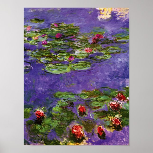 Red Water Lilies Claude Monet Fine Art Poster (Front)