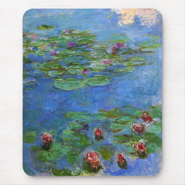 Red Water Lilies, Claude Monet Mouse Mat (Front)