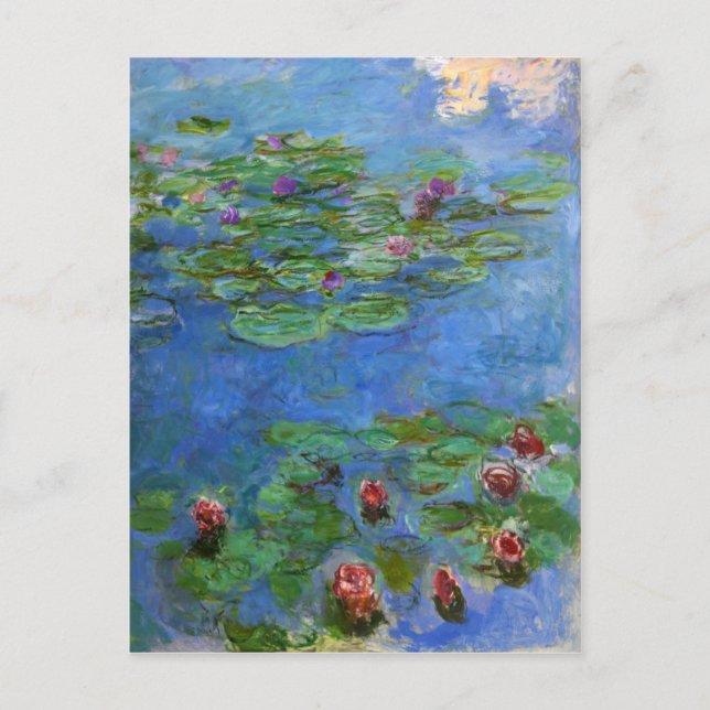 Red Water Lilies, Claude Monet Postcard (Front)