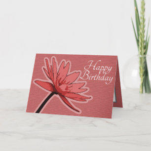Red Water Lily Colour Pretty Flower Happy Birthday Card