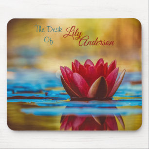 Red Water Lily "The Desk Of" *Personalise* Mouse Mat
