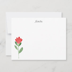 Red Watercolor Abstract Flower Card