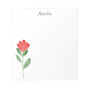 Red Watercolor Abstract Flower Notepad
