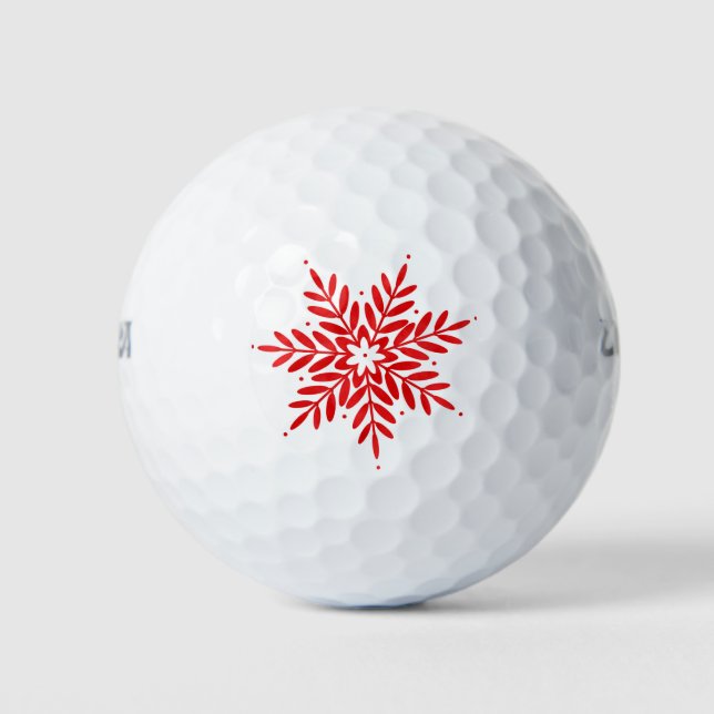 Red Watercolor Abstract Snowflake  Golf Balls (Front)