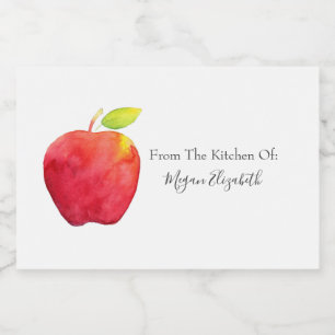 Red  Watercolor Apple  Food Label