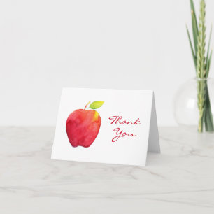 Red Watercolor Apple Thank You Card
