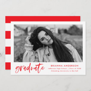 Red Watercolor Brush Script Graduation Party Invitation