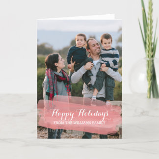 Red Watercolor Brushstroke Holiday Photo Card