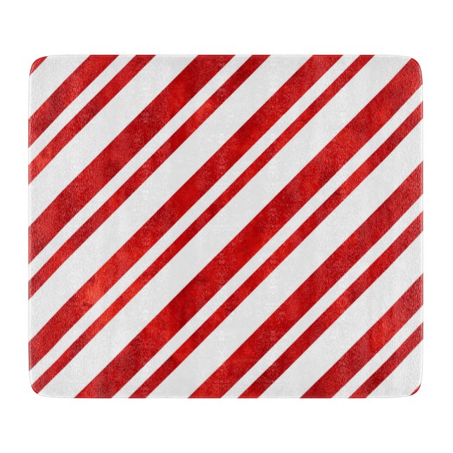 Red Watercolor Candy Cane Stripes   Cutting Board (Front)