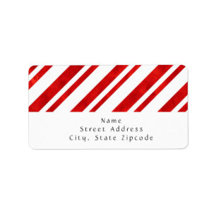 Red Watercolor Candy Cane Stripes Label