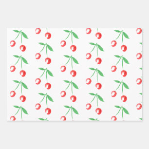 Red watercolor cherry wrapping paper sheet