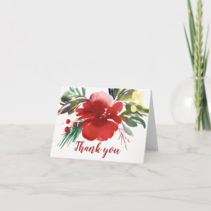 Red Watercolor Christmas Flower Thank You
